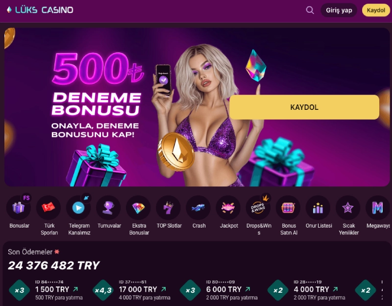 Lüks Gazino hesap panelinden sorumlu oyun temasını yansıtan bir görsel