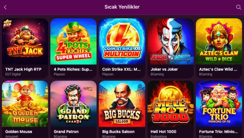 Lüks Gazino yeni slot oyunları vitrini