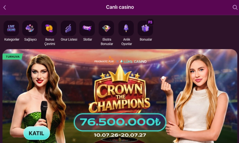 Lüks Gazino live casino lobby overview